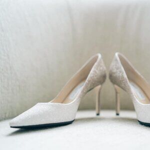 Jimmy Choo Romy 85 Glittered Pumps